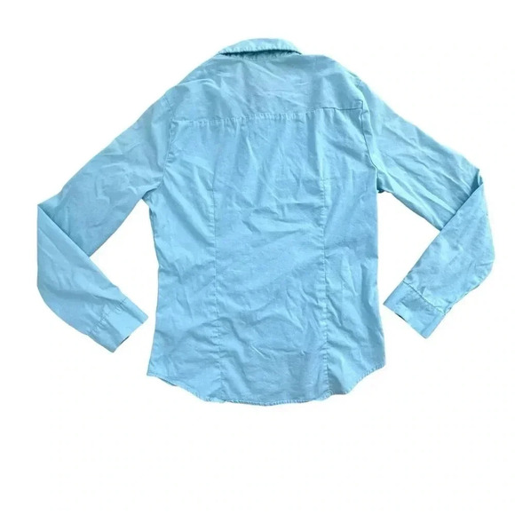 Women's Size Small Long Sleeve Button Down Shirt Blouse Blue business casual - Picture 2 of 8